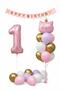 1 Year Old Cat Themed Birthday Balloon Set – Pink Gold Concept - 3