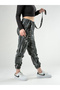 Matrix Patterned Belted Black Women's Jogger Pants Coc2764 - 2
