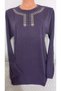 Men's winter cotton jersey blouse with long sleeves and bicycle collar, embroidered purple.