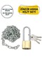 Long Yellow Padlock with Chain Dormitory Gym Military Cabinet Lock (3 mm Chain + 25 mm Padlock)