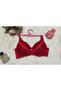Lace Detailed Non-Padded Underwire 3-Piece Bra Set in Red, Black, and Navy Blue - 4