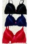 Lace Detailed Non-Padded Underwire 3-Piece Bra Set in Red, Black, and Navy Blue