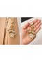 Stone Cat Figured Keychain with Large Stone Detail Gold Bag Ornament - 2