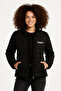 Micro water repellent quilted b Printed lined zipper bomber jacket - black