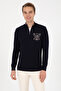 Men's Slim Fit Half-Zip Navy Blue Sweater 50314155-Vr033