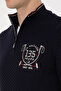 Men's Slim Fit Half-Zip Navy Blue Sweater 50314155-Vr033 - 7