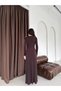 Brown Buckle Detail Draped Long Dress - 5