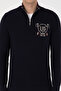 Men's Slim Fit Half-Zip Navy Blue Sweater 50314155-Vr033 - 6