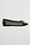 Women's Ballet Flats with Mesh Detail and Bow, Siluna Black - 2