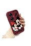 Realme C55 Compatible Impact Protection Lens Protection Claret Red Silicone Case Mickey Mouse Pattern - 3