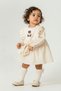 My Little One's Cicileri Bear Embroidered Ruffle Princess Dress 2-Piece Baby Girl Set - Beige - 4