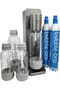 bubblebro Origin Sparkling Water Maker Family Pack (Metallic Grey) with CO2 Cylinders and Bottles