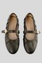 Women's Ballerinas with Wrinkled Leather Look and Pearl Buckle in Bee Brown - 3
