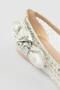 Women's Ballet Flats with Mesh Detail, Pointed Toe and Bow, Fira Silver - 4