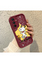 Samsung Galaxy A15 Compatible Impact Protection Lens Protection Claret Red Silicone Case Cute Snoopy Pattern