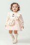 My Little One's Cicileri Bear Embroidered Ruffle Princess Dress 2-Piece Baby Girl Set - Salmon