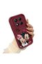 Redmi Note 14 Pro 4g Compatible Impact Protection Lens Protection Claret Red Silicone Case Mickey Mouse Pattern - 3