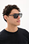 Unisex Square Frame Black Matte Gold Detailed Uv400 Polycarbonate Lens Sunglasses - 6