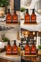 Amber Glass Set of 2 Liquid Soap Dispensers with Bamboo Tray, Stylish and Modern Design for Dishwashing Liquid - 3