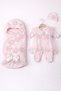 Baby Girl Hospital Take-Home Set with Tulle Flower Detail – Jumpsuit, Swaddle, and Beanie Set