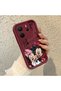 Redmi Note 14 Compatible Impact Protection Lens Protection Claret Red Silicone Case Mickey Mouse Pattern - 4