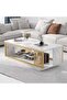 Modern Rectangular Coffee Table with Display Shelf, Durable White Surface and Wooden Structure, Mult - 4