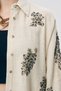 Women's Bead Embroidered Cotton-Linen Natur Oversize Shirt - 2