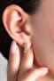 Women's Gold Hoop Earrings with Row of Stones - 3