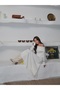 Womens White Soft Knit Off-the-Shoulder Blouse and Skirt Set - 7