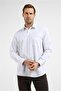 White-Beige Striped Pattern Hard Collar Long Sleeve Pocketed Comfort Fit Cotton Shirt 1004255275 - 3
