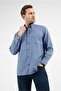 Blue Buttoned Collar Long Sleeve Pocketed Comfort Fit Cotton Shirt 1004255234 - 3