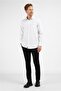 White-Black Striped Pattern Hard Collar Long Sleeve Pocket Comfort Fit Cotton Shirt 1004255274 - 2
