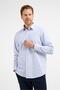 Blue-White Striped Pattern Hard Collar Long Sleeve Pocket Comfort Fit Cotton Shirt 1004255210 - 3