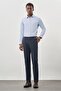 Men's Navy Blue Flat Flexible Side Pocket Slim Fit Trousers 1003245209_202 - 2