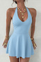 Halter Neck Front Double Layered Dress with Shorts Jt9345