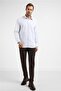 White-Beige Striped Pattern Hard Collar Long Sleeve Pocketed Comfort Fit Cotton Shirt 1004255275 - 2