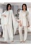 Women's Ecru Design Princess Sleeve Cotton Maternity Pajamas Set 3-Piece Set - 2