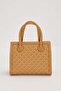 Khaki Self-Textured Handbag - 4