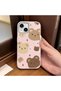 Stylish Phone Case with Cute Teddy Bear Pattern and Leather Texture, Compatible with iPhone 13/14. - 2