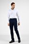 Navy Blue Side Pocket Casual Comfort Fit Cotton Chino Trousers 1003255171
