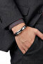Men's Leather Bracelet Shiny Steel Name-Engravable Black Red Knitted Leather Bracelet - 2