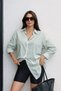 Women's Green Striped Cotton Oversize Shirt – Comfortable Fit Casual Stylish Shirt
