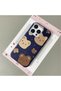 Stylish Phone Case with Cute Teddy Bear Pattern and Leather Texture, Compatible with iPhone 14 Pro.