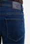 Navy Blue Gabardine 5-Pocket Straight Leg Casual Slim Fit Cotton Denim Trousers 1023255160 - 4