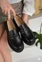 Loafer Thick Soled Orthopedic Black Square Detailed Ballet Flats Comfortable Daily Use Women's Moccasins