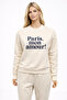 Women's Mon Amour Printed Sweatshirt 100% Cotton - Bone