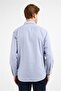 Navy Blue-White Striped Pattern Hard Collar Long Sleeve Pocket Comfort Fit Cotton Shirt 1004255280 - 5