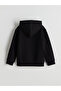Black Hooded Galatasaray Printed Boys' Zippered Sweatshirt - 2