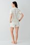 Women's Green Plaid Shorts and Shirt Pajama Set – 50% Cotton 50% Modal, Buttoned Short Sleeve Top, Pocket Detail - 4