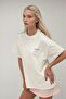Women's 100% Cotton Crew Neck Oversize White Printed T-Shirt - 4